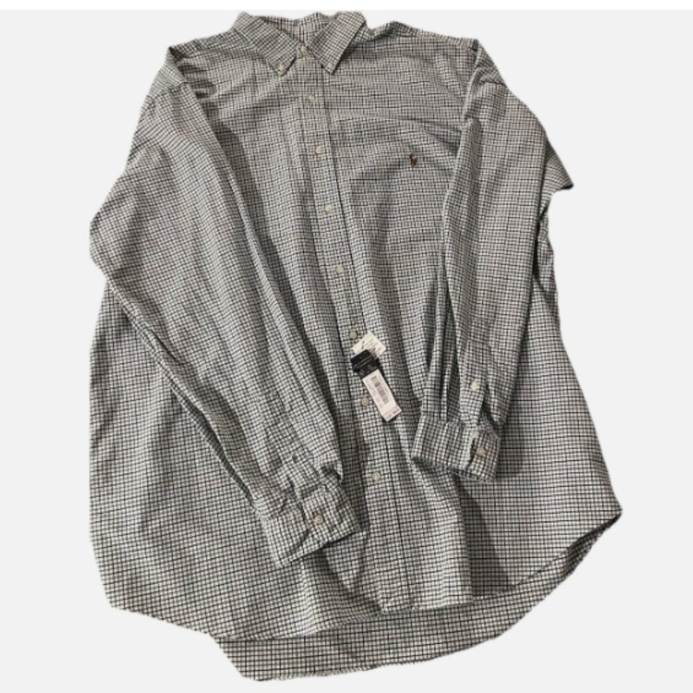 Ralph Lauren 3XLT Green Black Small Check Button Down Shirt NWT Pony Logo